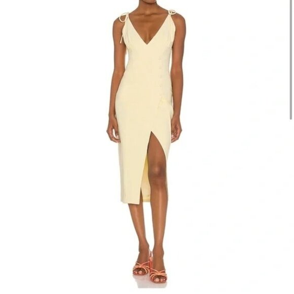 Revolve Camila Coelho Aaliyah Sleeveless Midi Dress Butter Yellow Stretch US -S - Picture 1 of 11